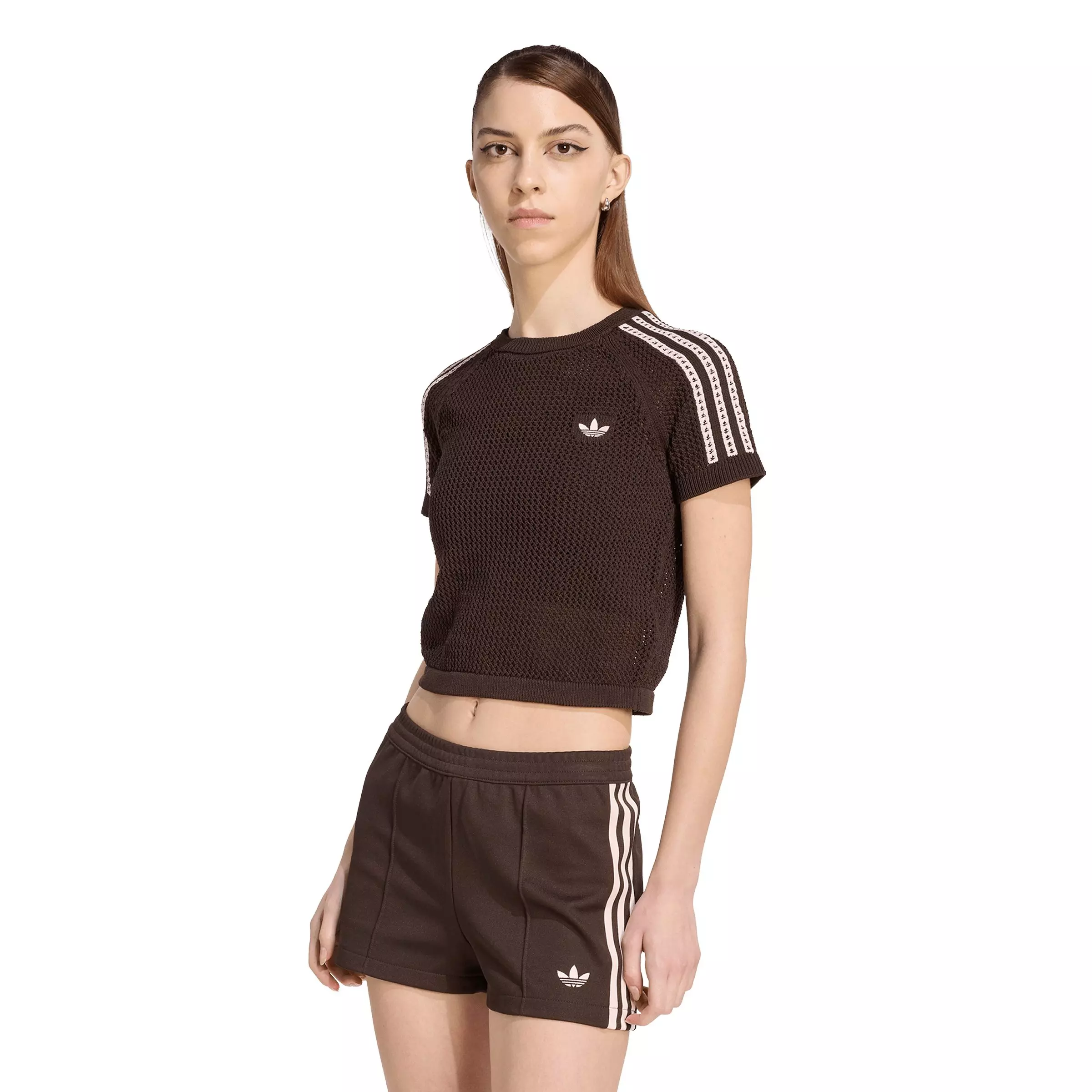 adidas Originals Women's Knitted Crochet Cali Tee - Brown
